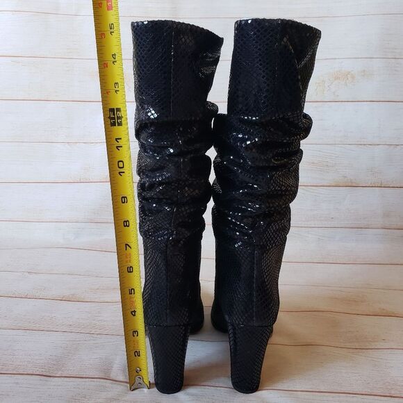 IRO Paris Yasur Gathered Snake Effect All Leather Slouchy Boots Black Size 39 - Picture 15 of 15